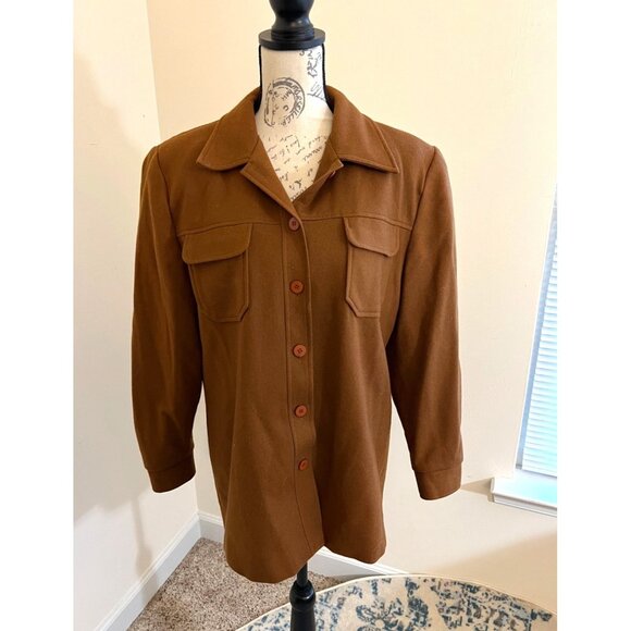 Fundamental Things Jackets & Blazers - Vintage Fundamental Things Brown Button Front Wool Shacket Blazer Jacket 10 90's